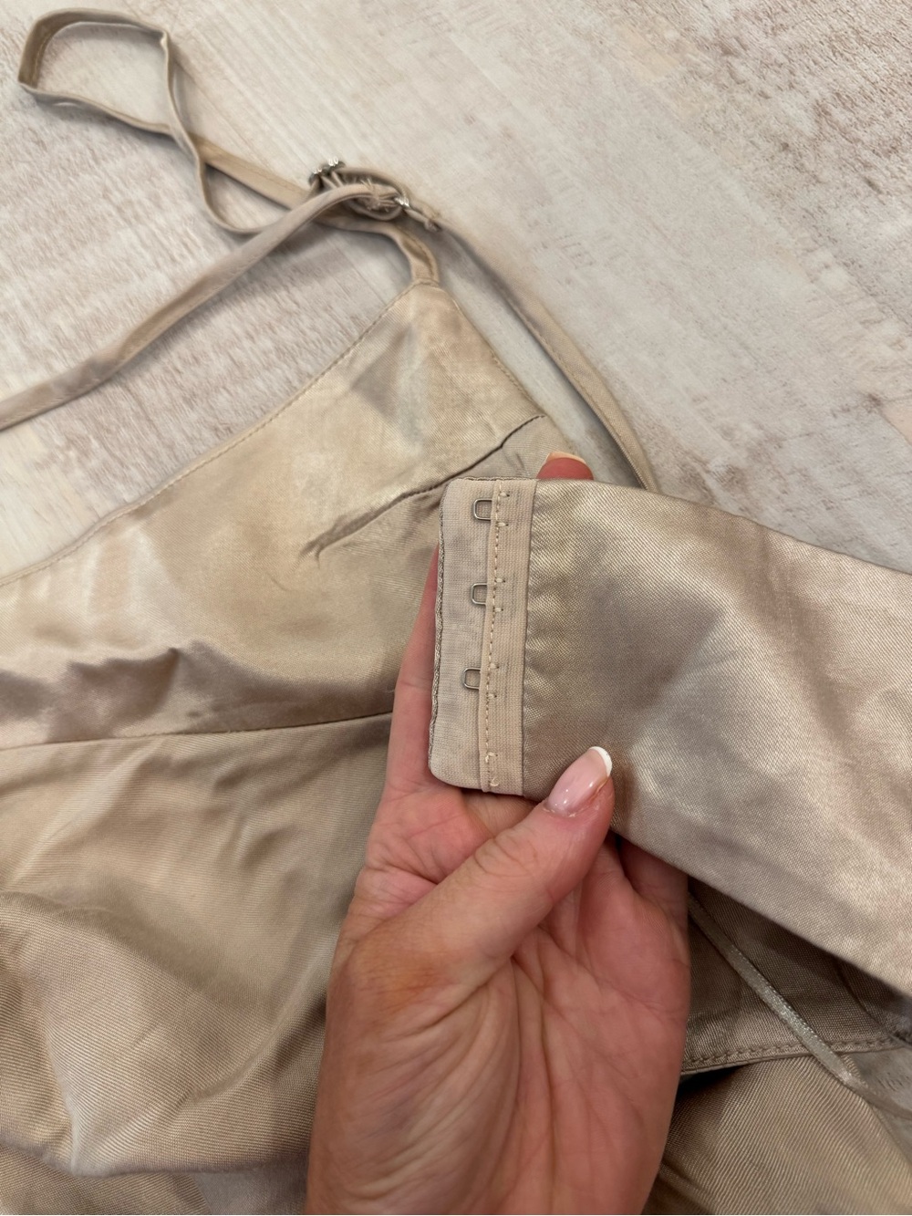 ZARA champagne colored Satin Slip Dress with Spaghetti Straps - Picture 5 of 5
